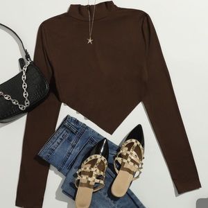 🤩SHIEN Open Back Brown Crop Top